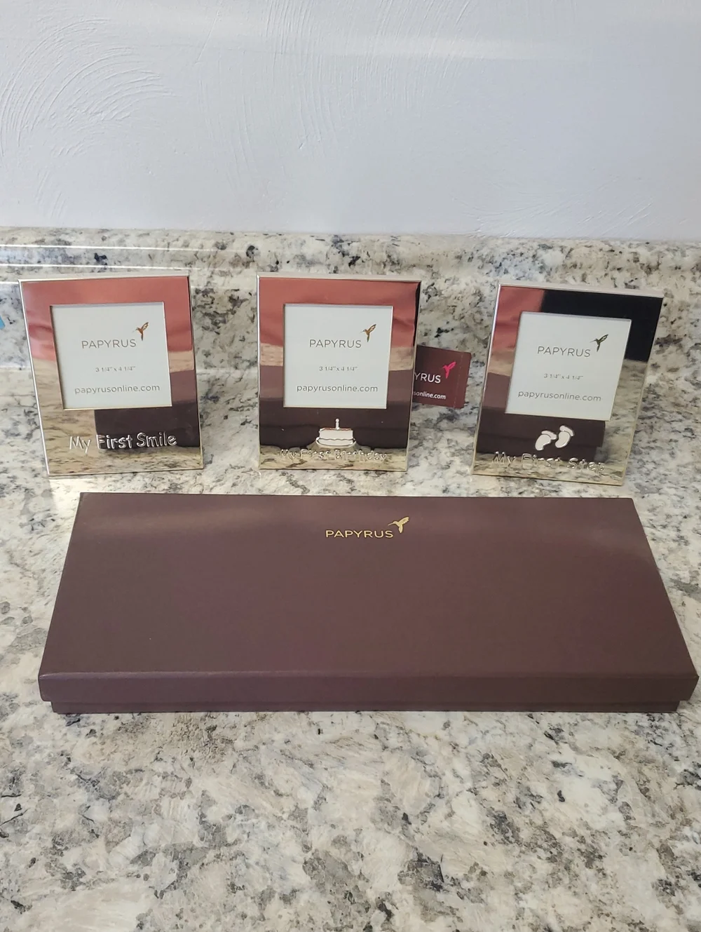 PAPYRUS Rose Gold Mirrored Photo Frame Trio with Gift Box